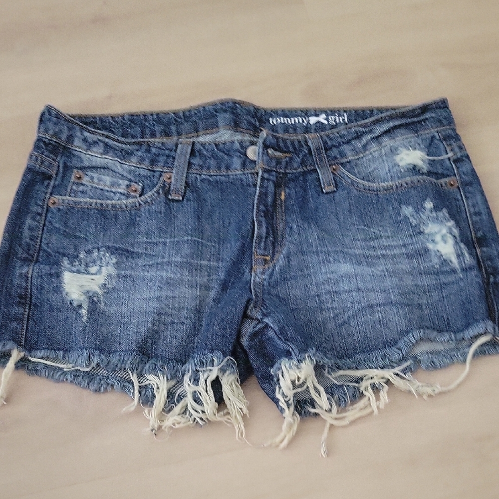 Tommy Hilfiger Distressed Denim Shorts - Blue